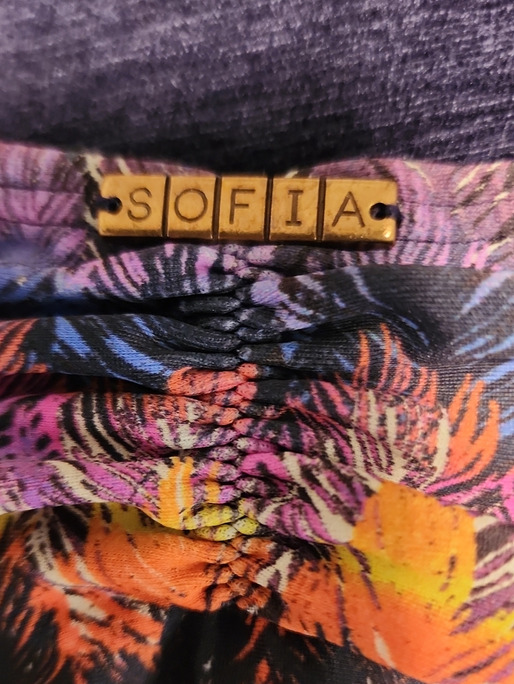 NEW! SOFIA by ViX Multicolor Tropical Print Bikini Bottoms with Gold Charm - Picture 5 of 5